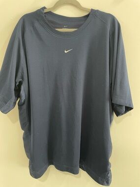 Nike Navy Blue Athletic Mesh Tee with White Swoosh